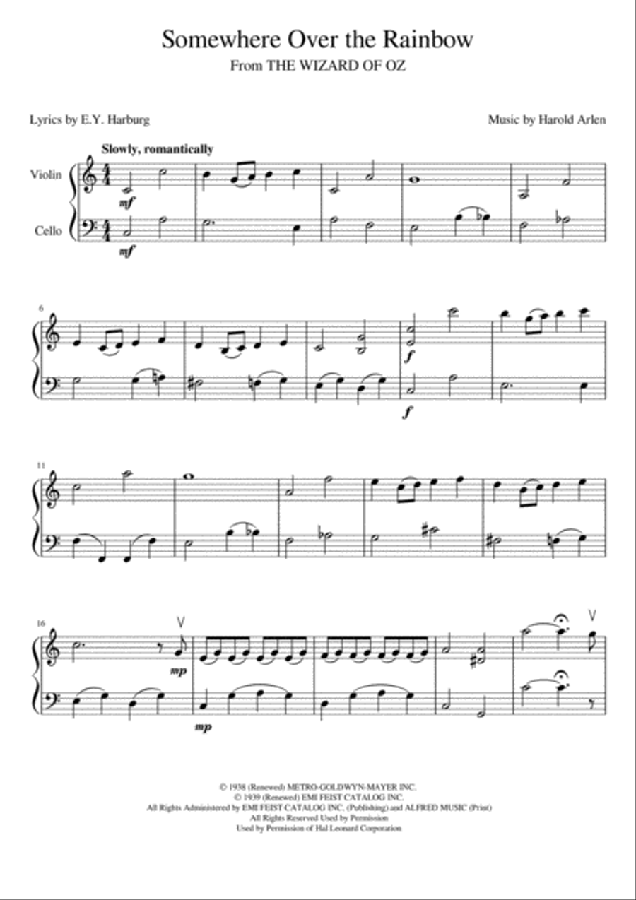Over The Rainbow (from The Wizard Of Oz) String Duet scores gallery preview page 2