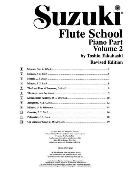 Suzuki Flute School, Volume 2