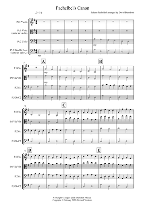 Pachelbel's Canon for Violin or Viola, Cello and Bass Trio