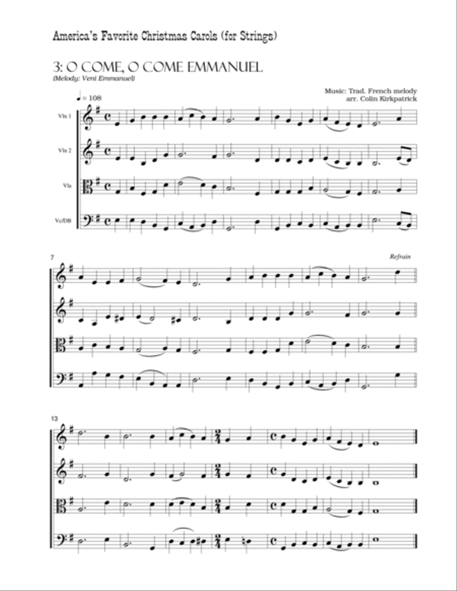 America's Favorite Christmas Carols arranged for Strings String Orchestra scores gallery preview page 5