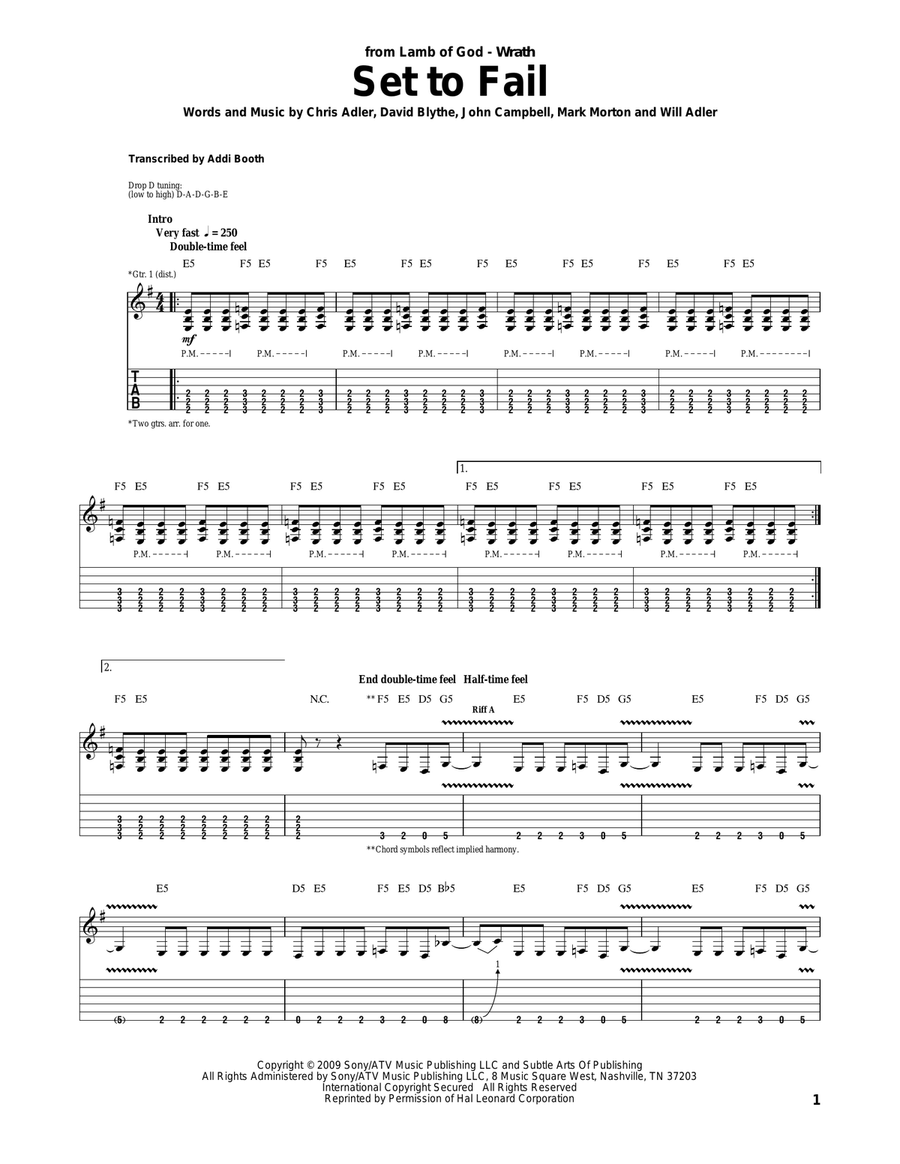 Set To Fail Acoustic Guitar scores gallery preview page 1
