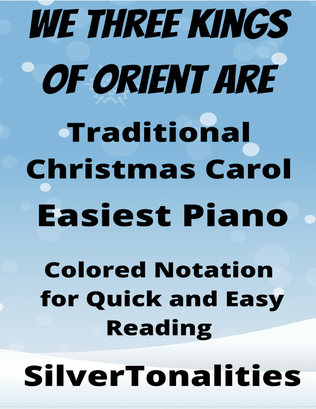 We Three Kings of Orient Are Easiest Piano Sheet Music with Colored Notation