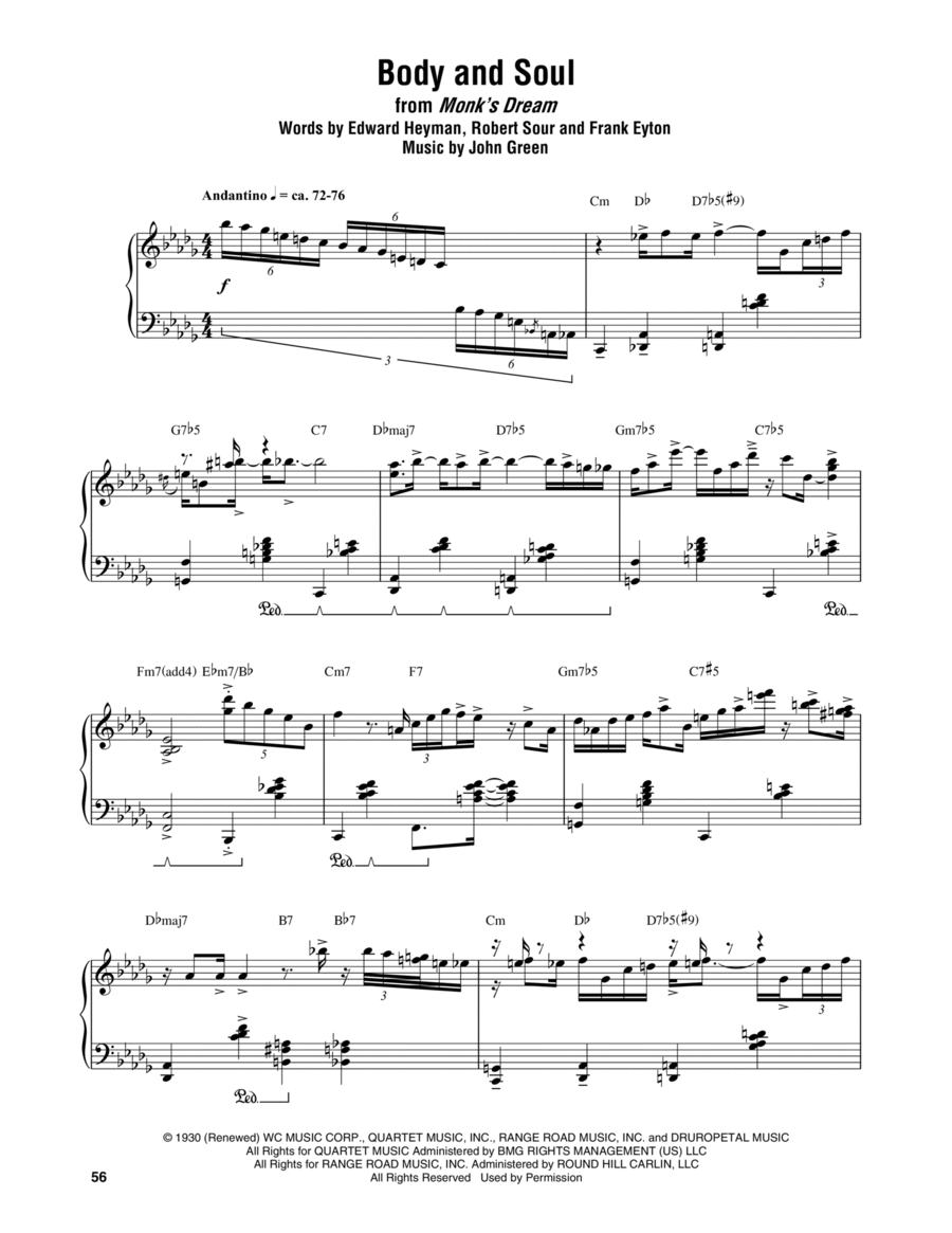 Body And Soul Piano scores gallery preview page 1