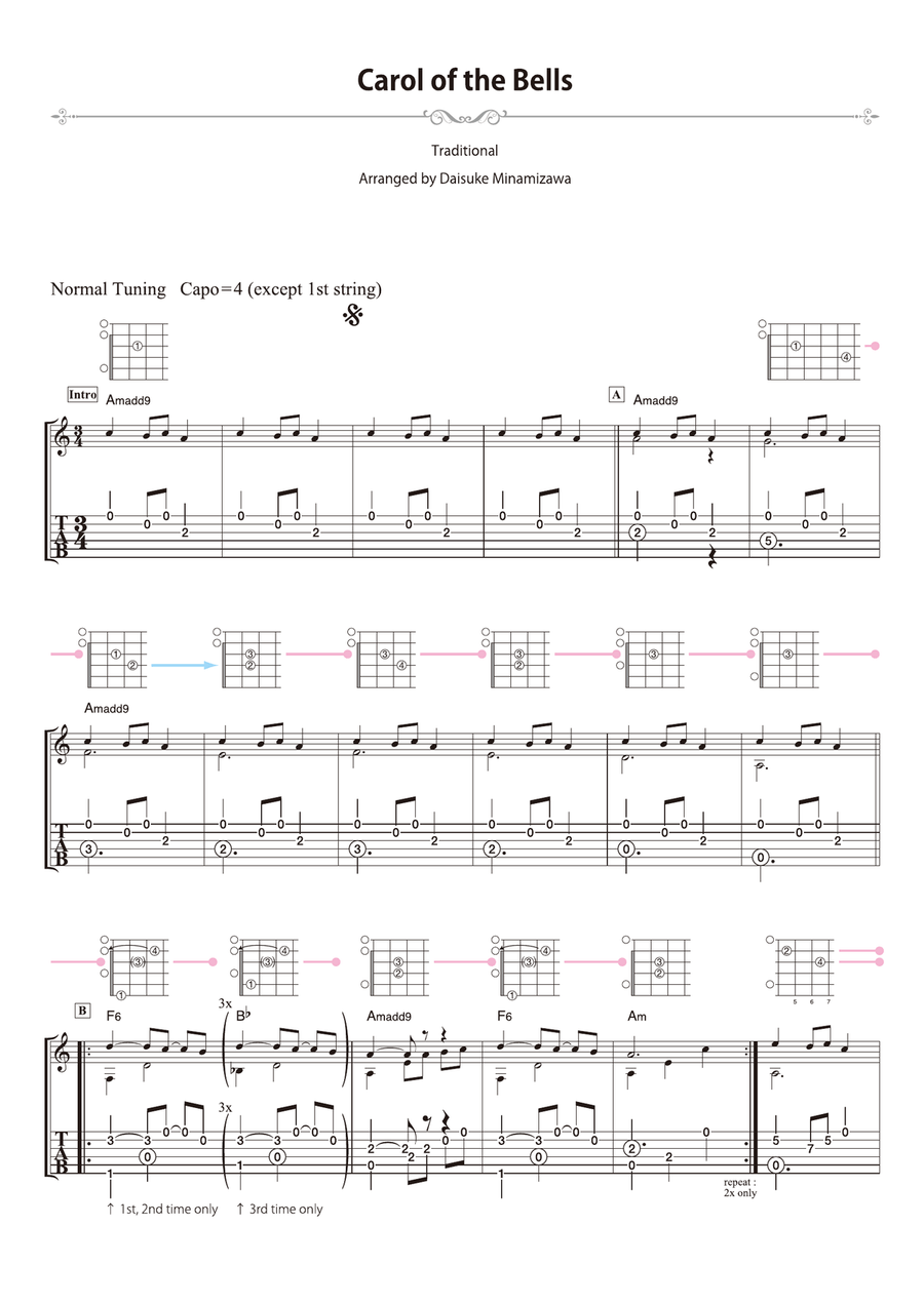 Carol of the Bells Guitar Solo scores gallery preview page 1