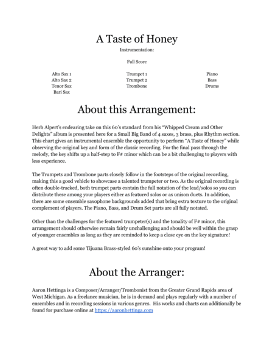 A Taste Of Honey Jazz Ensemble scores gallery preview page 2