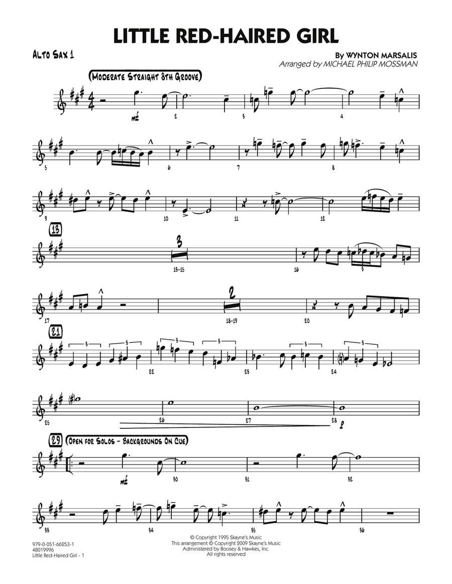 Little Red-Haired Girl - Alto Sax 1 Jazz Ensemble scores gallery preview page 1