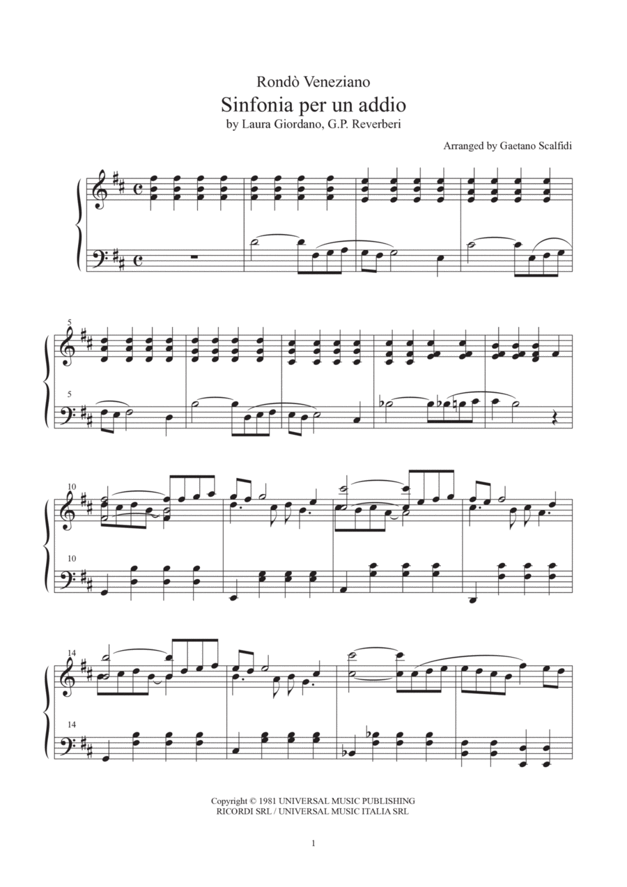 Sinfonia Per Un Addio Piano Solo scores gallery preview page 1
