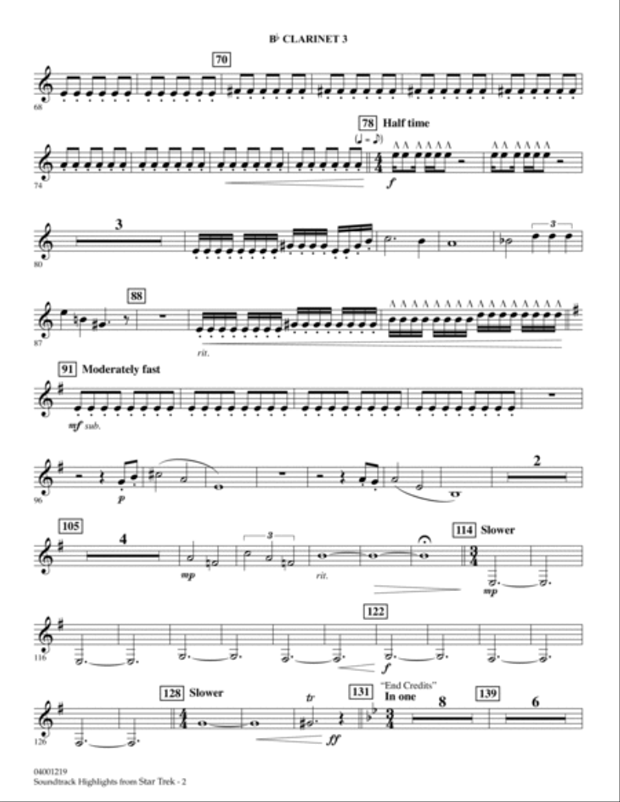 Star Trek - Soundtrack Highlights - Bb Clarinet 3 B-Flat Clarinet scores gallery preview page 2