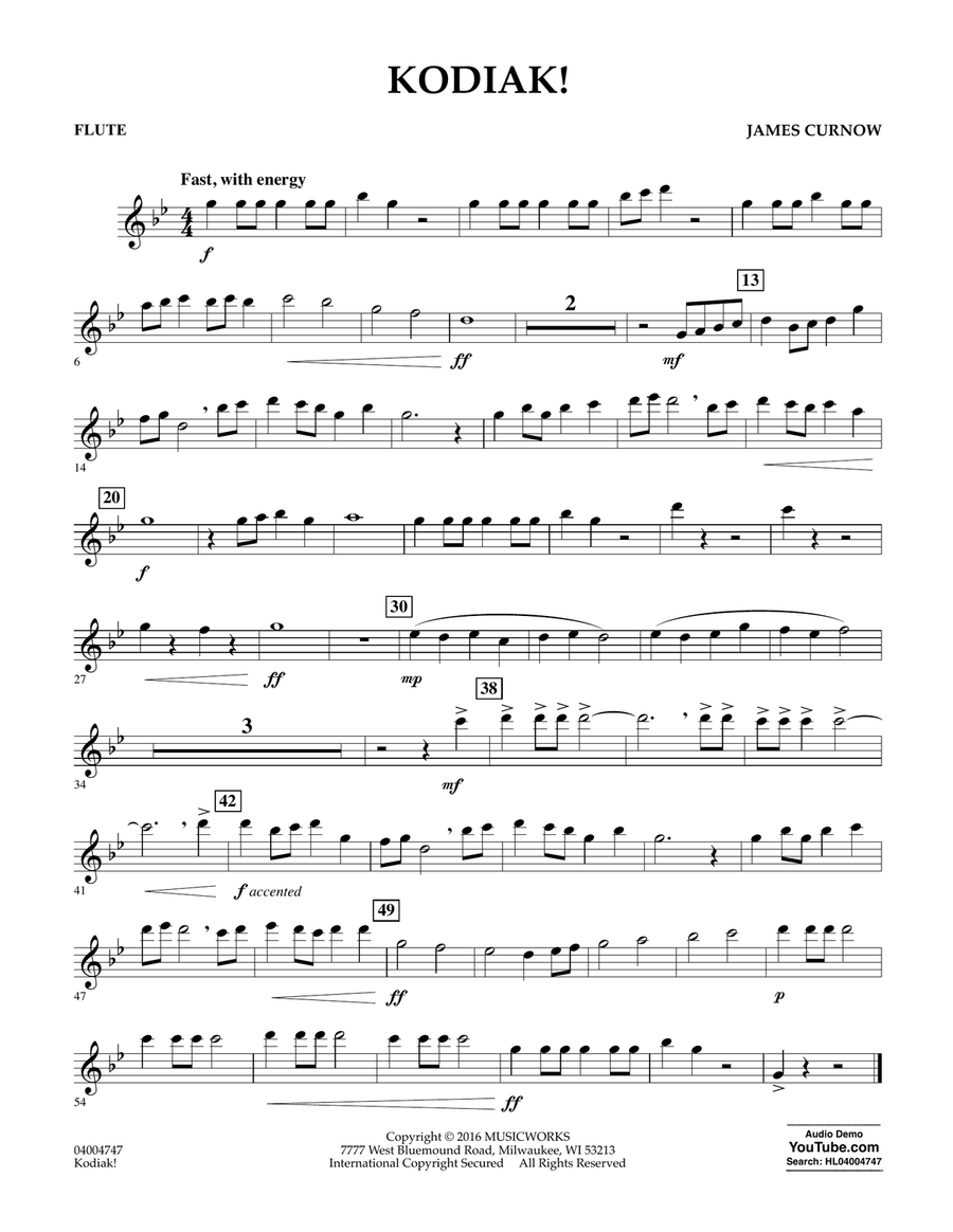 Kodiak! - Flute Concert Band scores gallery preview page 1