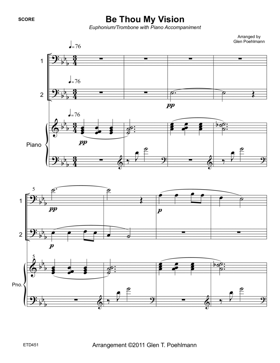 BE THOU MY VISION - TROMBONE/EUPHONIUM DUET with Piano Accompaniment Brass Duet scores gallery preview page 1