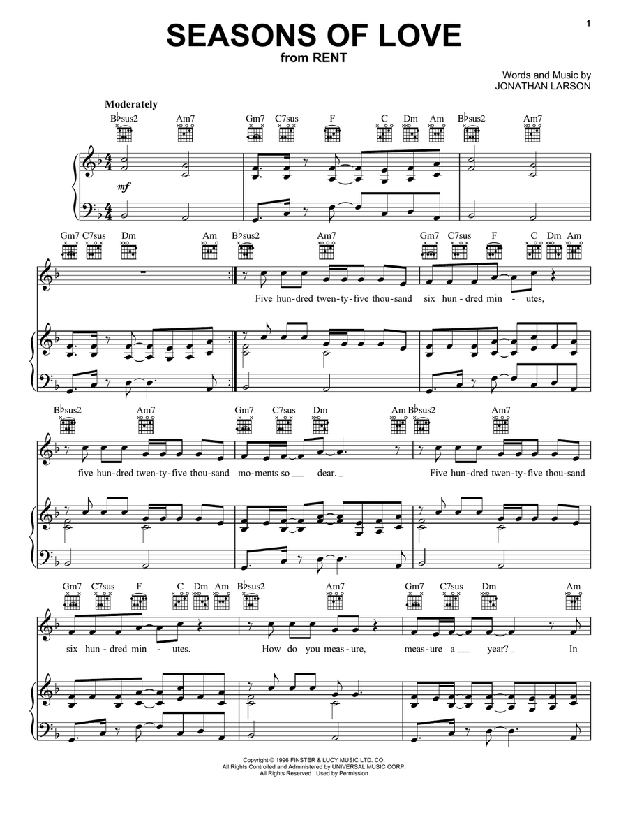 Seasons Of Love (from Rent) Acoustic Guitar scores gallery preview page 1