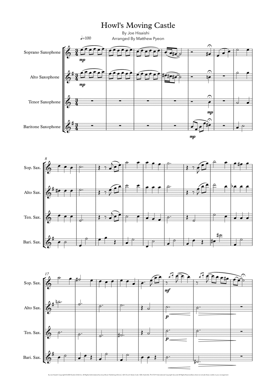 Howl's moving castle alto sax new arrivals