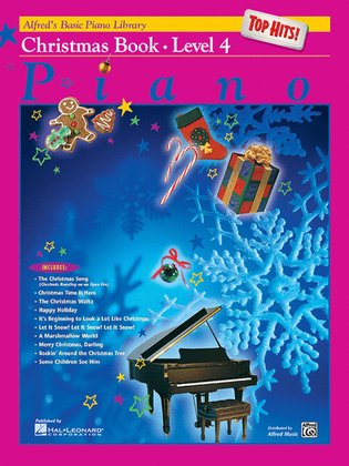 Book cover for Alfred's Basic Piano Library Top Hits! Christmas, Book 4