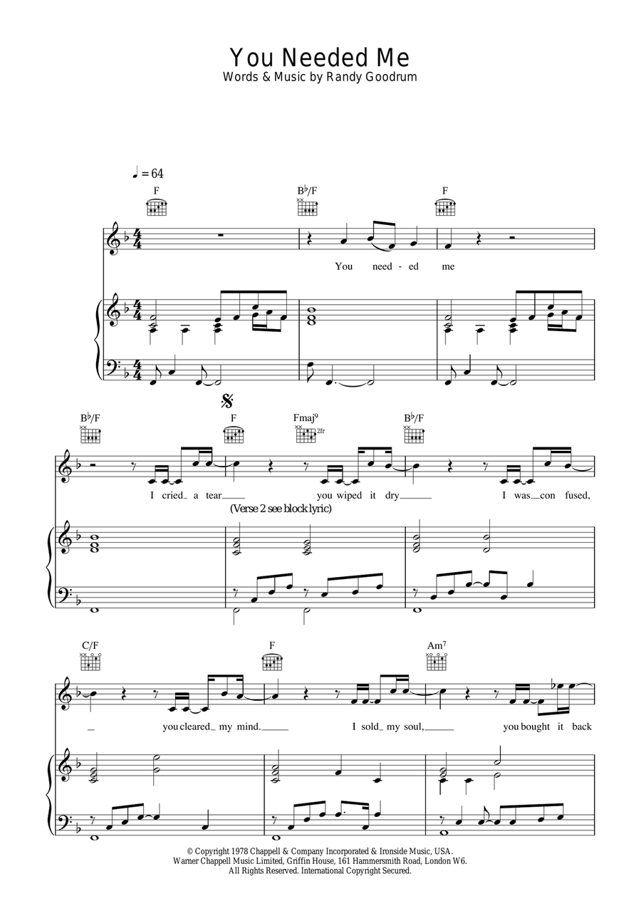 You Needed Me Acoustic Guitar scores gallery preview page 1