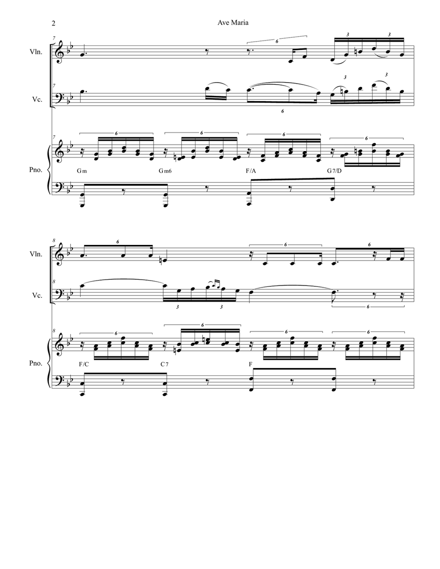 Ave Maria (Duet for Violin and Cello) Piano Trio scores gallery preview page 2