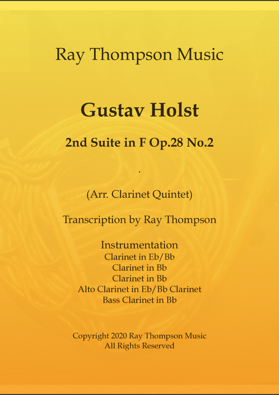 Holst: 2nd Suite in F Op. 28 No.2 - clarinet quintet Clarinet Quintet scores gallery preview page 1