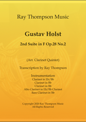 Book cover for Holst: 2nd Suite in F Op. 28 No.2 - clarinet quintet