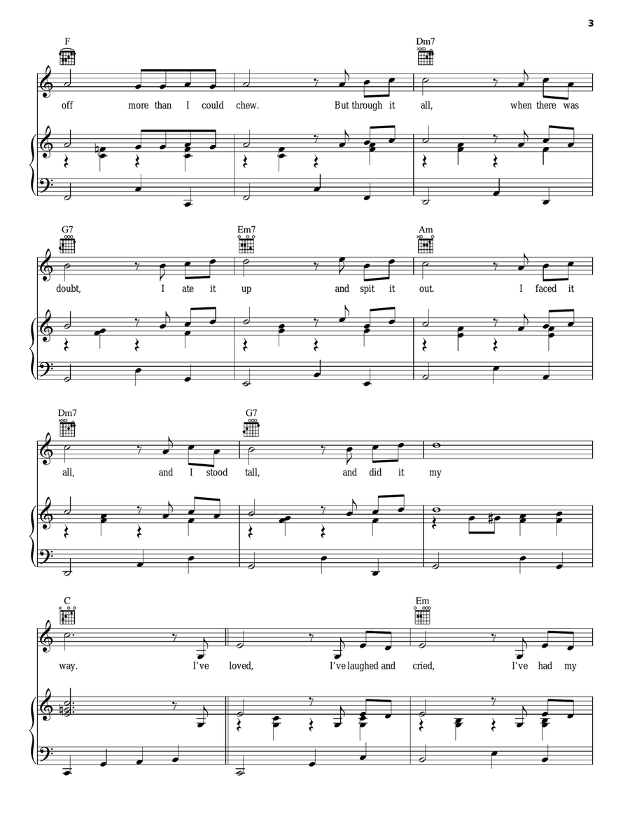 My Way Piano, Vocal, Guitar scores gallery preview page 3