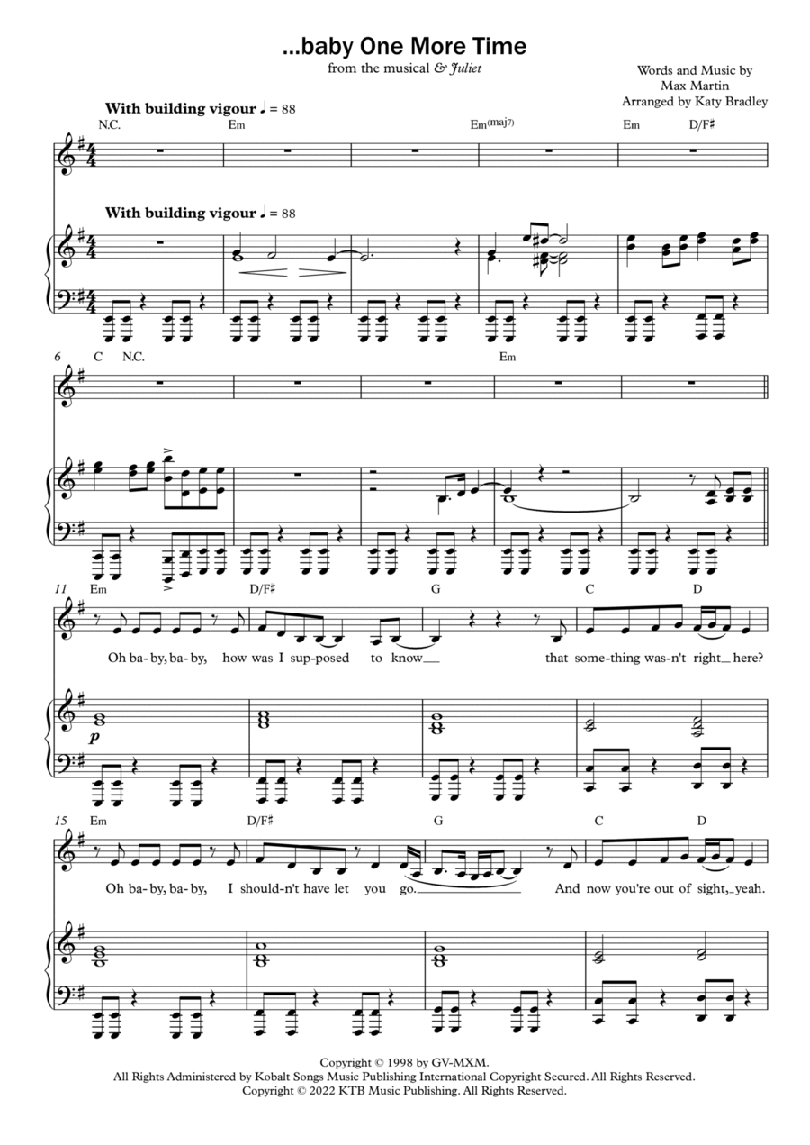 ...baby One More Time Piano, Vocal, Guitar scores gallery preview page 1