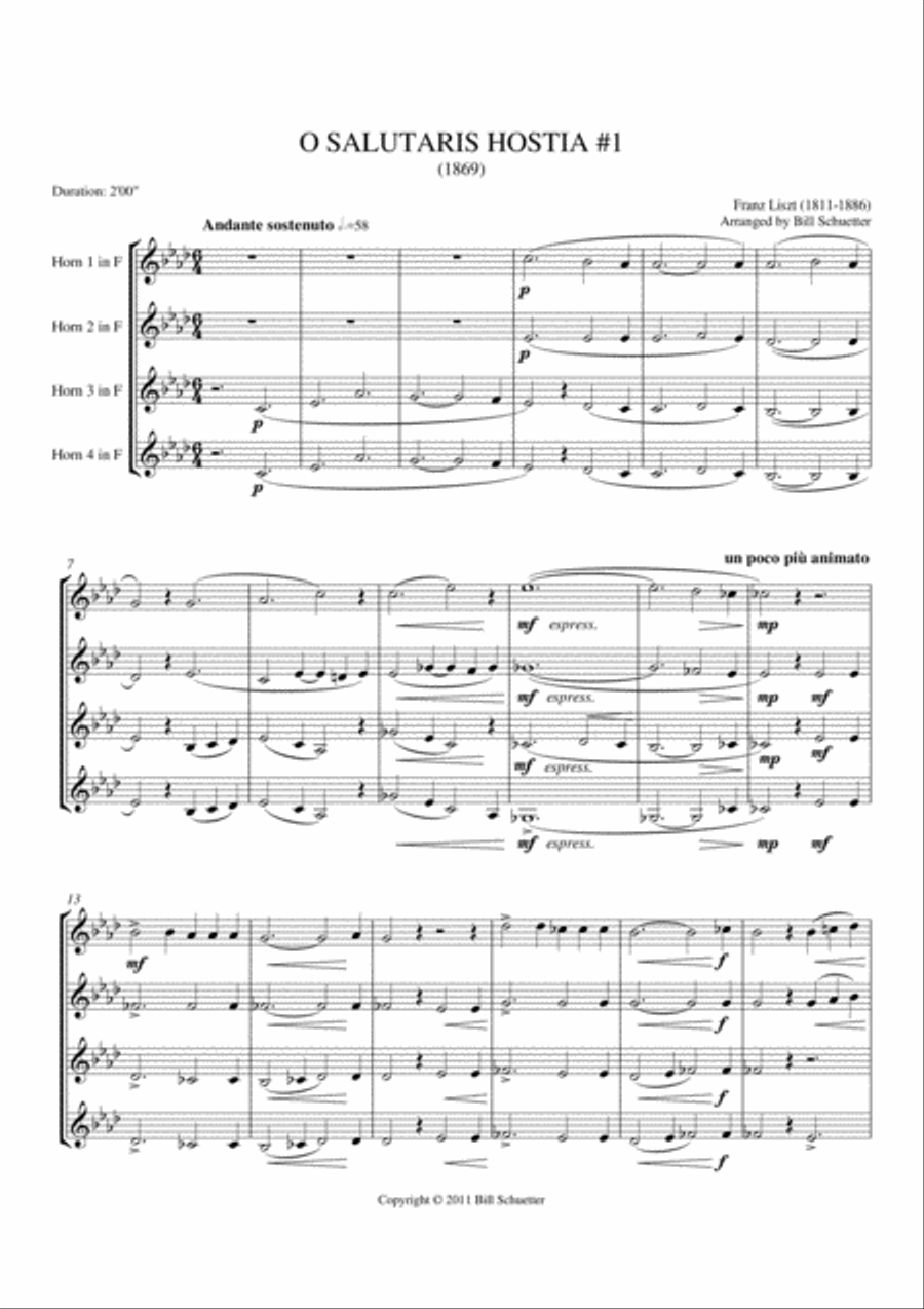 O Salutaris Hostia I Horn scores gallery preview page 1