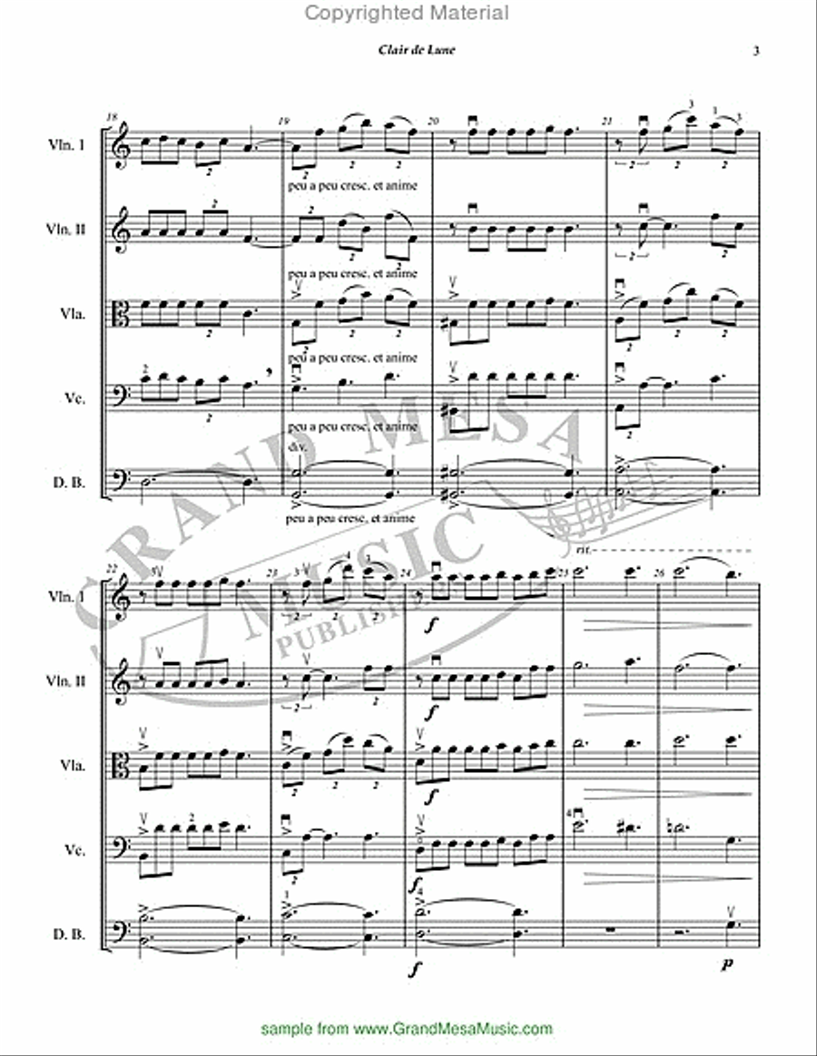 Clair De Lune String Orchestra scores gallery preview page 4
