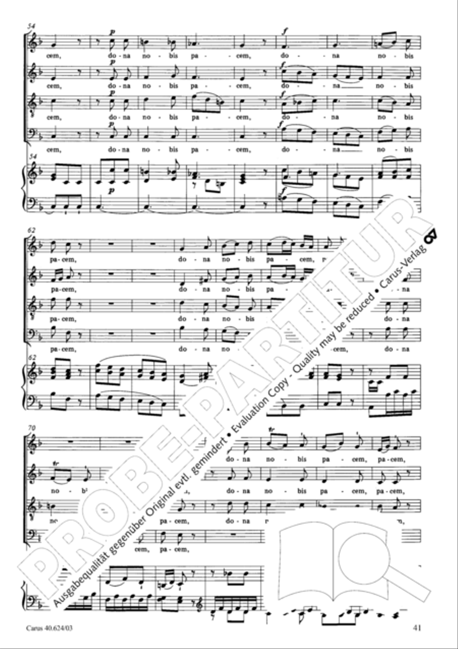 Missa brevis in F major 4-Part scores gallery preview page 42