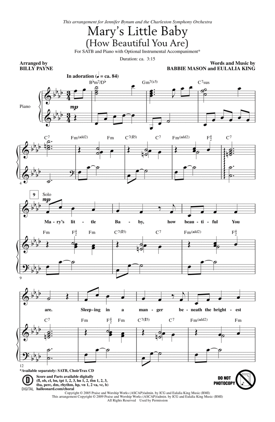 Mary's Little Baby (How Beautiful You Are) Choir scores gallery preview page 1