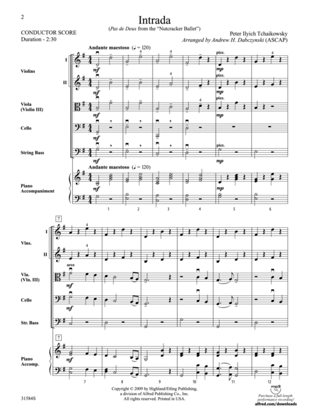 Intrada (Pas de Deux from the Nutcracker Ballet) (score only)