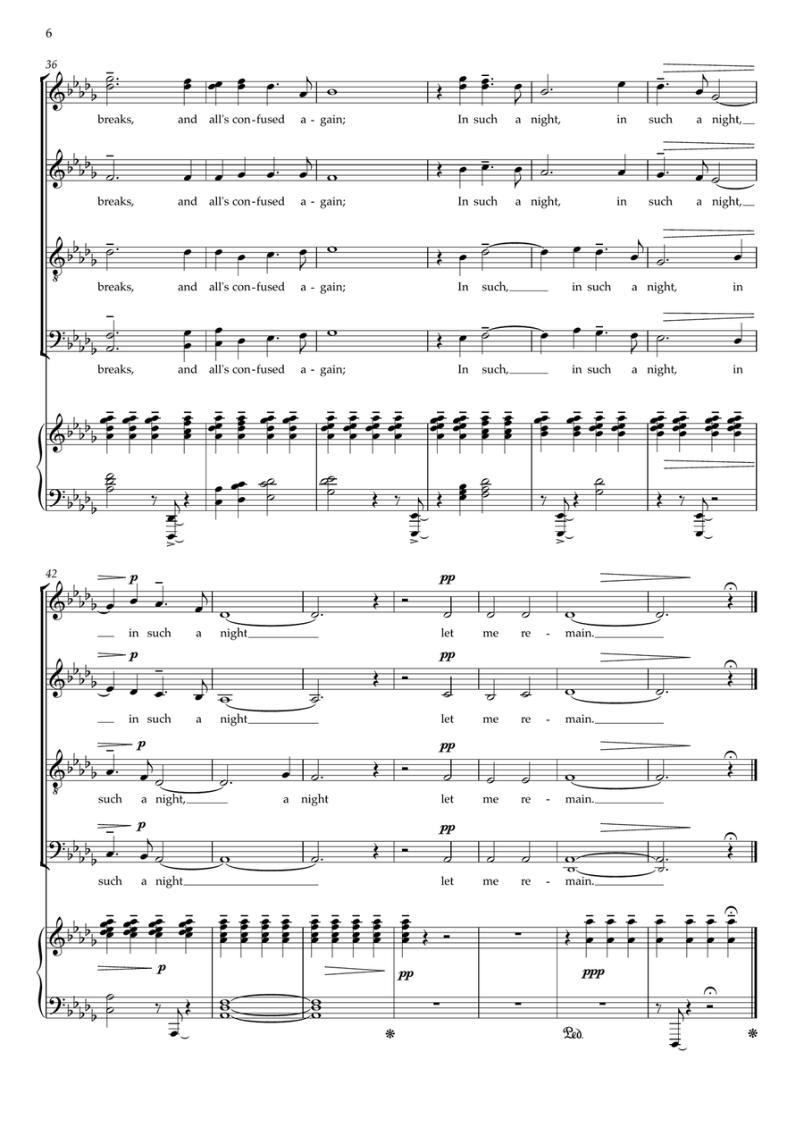 Pictures of Night (five movements for SATB choir, optional youth choir, and piano) 4-Part scores gallery preview page 6
