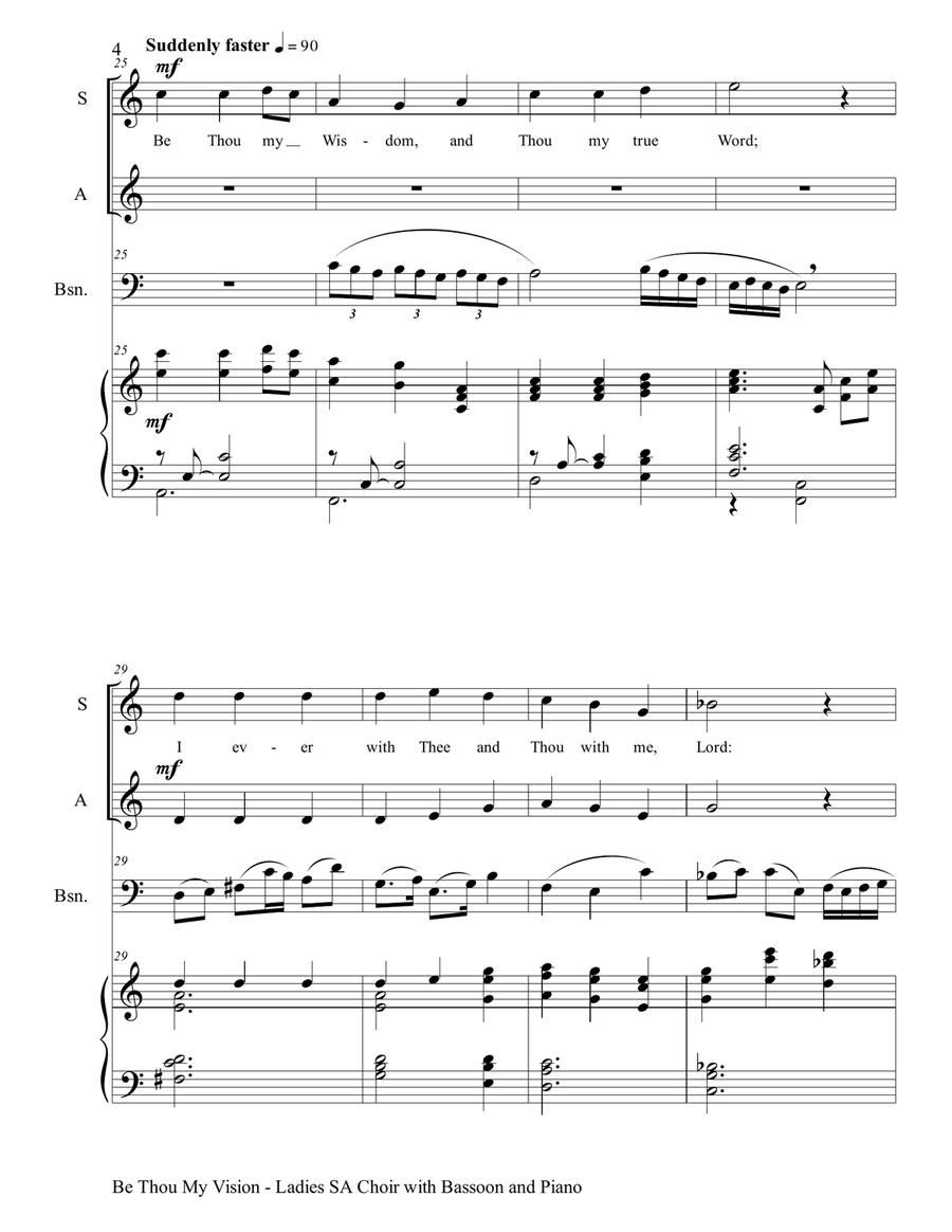 BE THOU MY VISION (Ladies SA Choir, Bassoon and Piano) SA scores gallery preview page 5