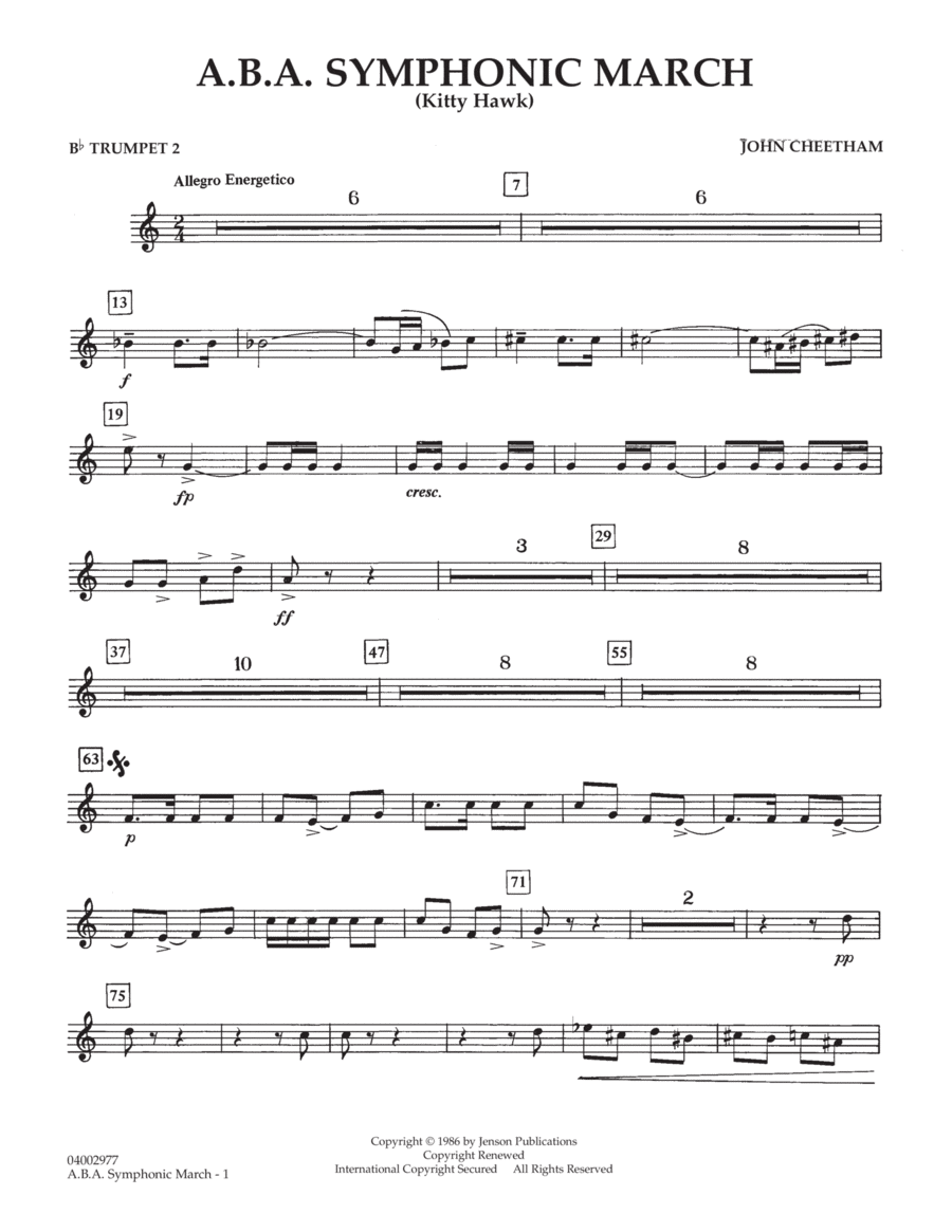 A.B.A. Symphonic March (Kitty Hawk) - Bb Trumpet 2