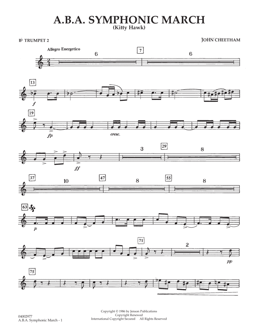 A.B.A. Symphonic March Kitty Hawk Bb Trumpet 2 by John