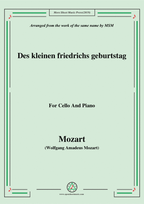 Book cover for Mozart-Des kleinen friedrichs geburtstag,for Cello and Piano