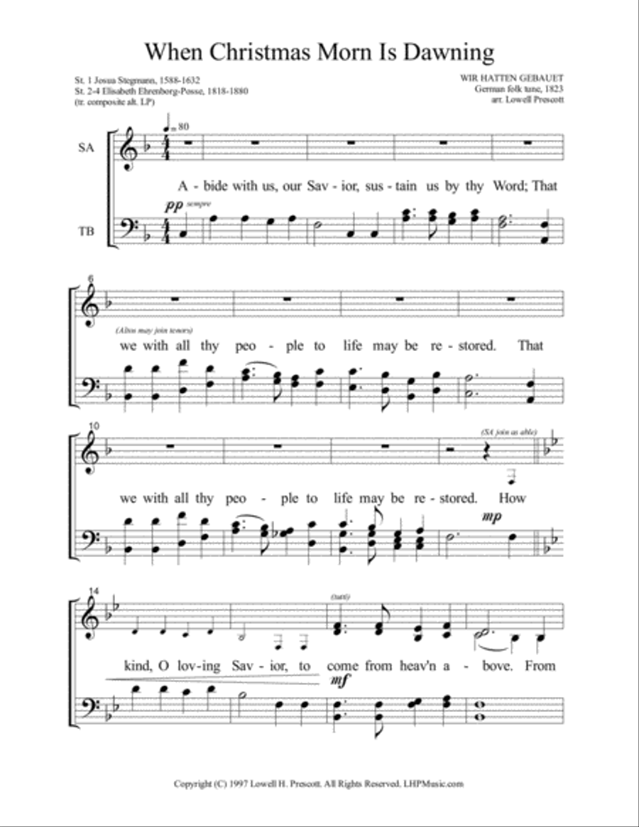 When Christmas Morn is Dawning 4-Part scores gallery preview page 2