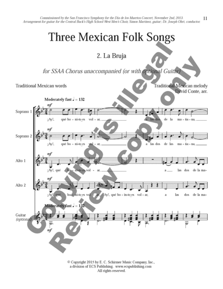 Three Mexican Folk Songs (SSAA Full Score)