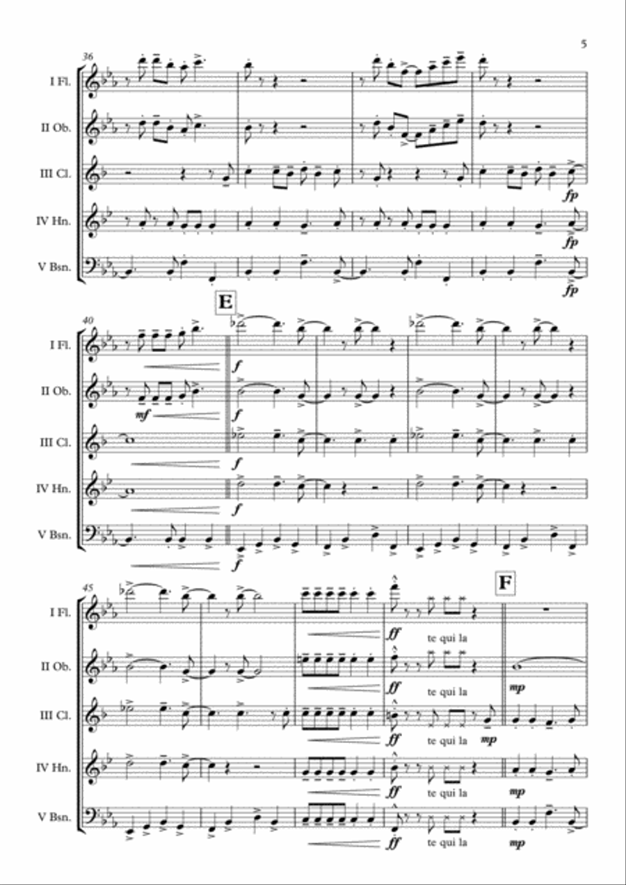 Tequila Woodwind Quintet scores gallery preview page 5