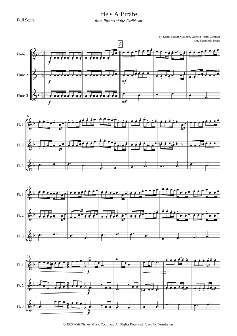 He's A Pirate Woodwind Trio scores gallery preview page 1
