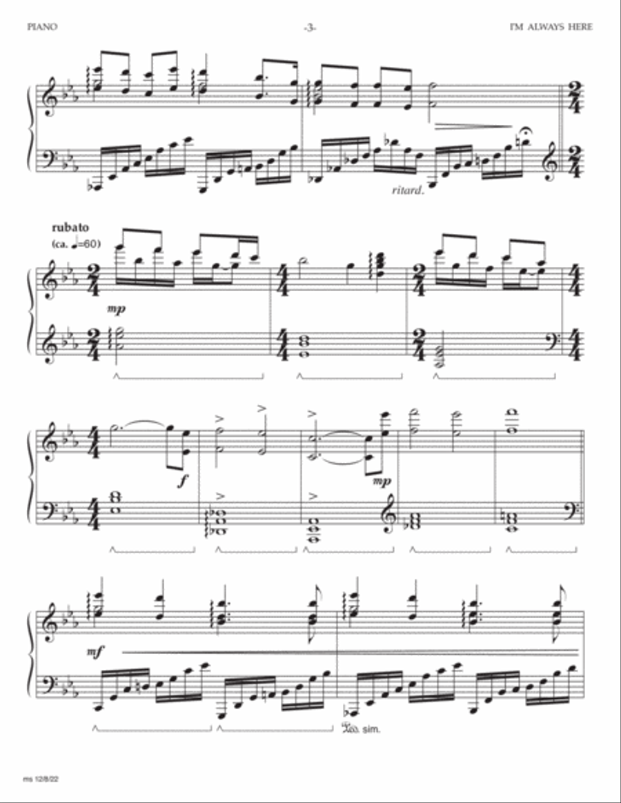I'm Always Here Piano scores gallery preview page 3