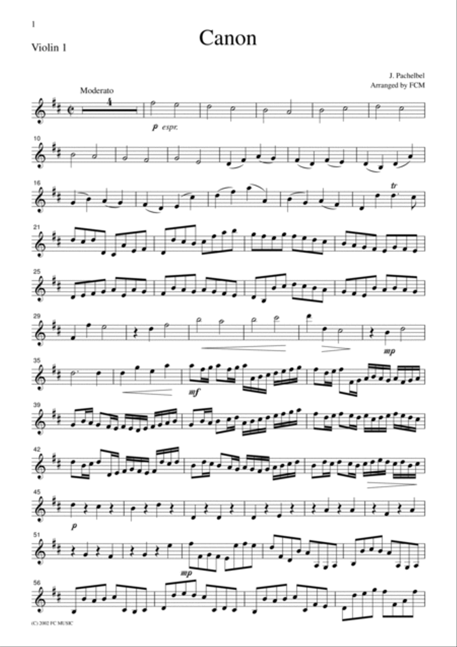 Pachelbel Canon, for string quartet, CP001 String Quartet scores gallery preview page 3