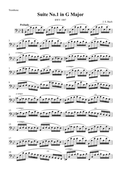 Cello Suite No.1 Prelude for Trombone / J.S.Bach BWV1007