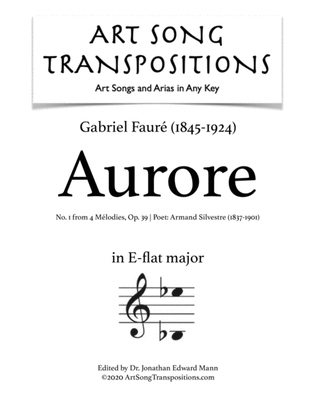 Book cover for FAURÉ: Aurore, Op. 39 no. 1 (transposed to E-flat major)