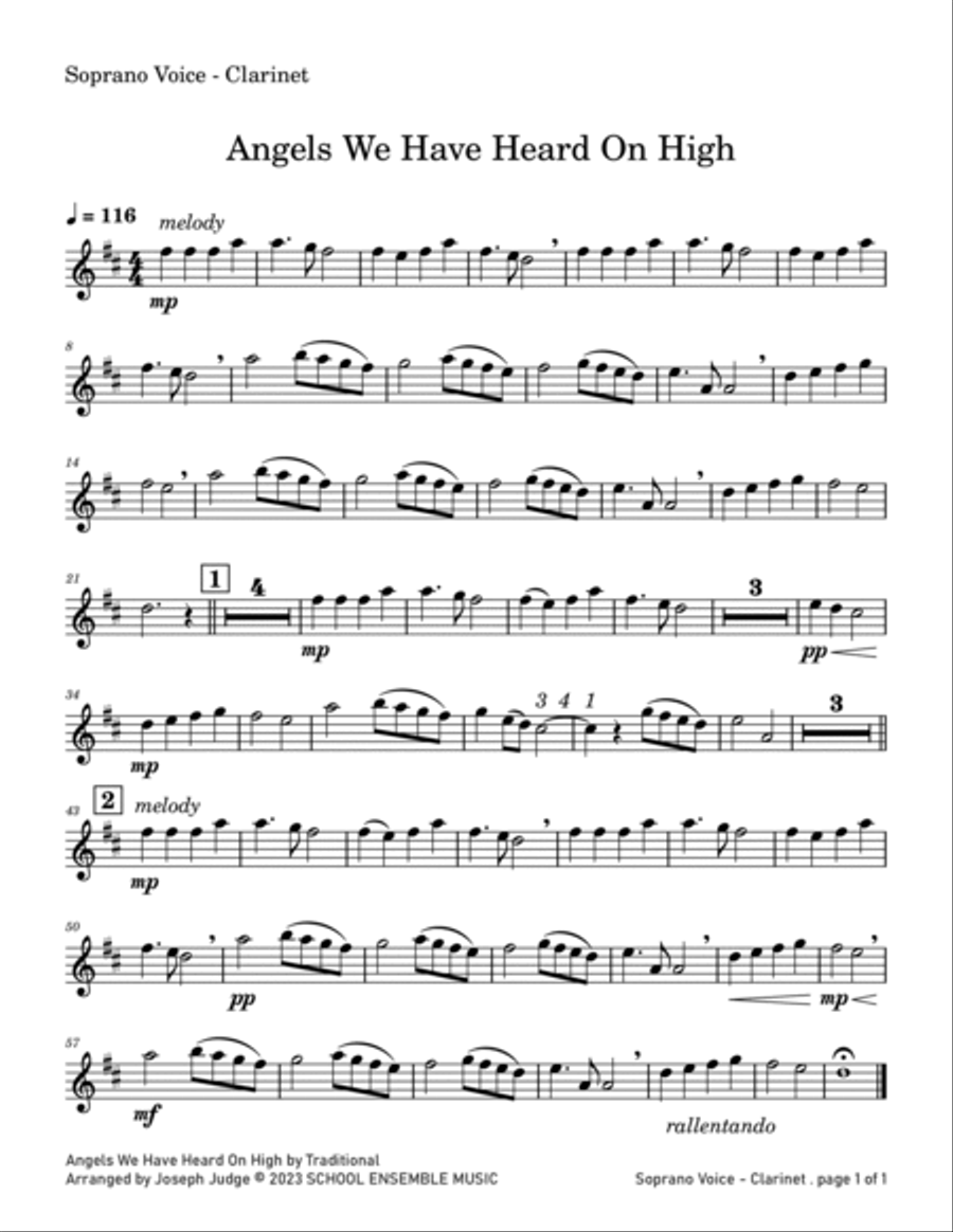 Angels We Have Heard for Clarinet Quartet in Schools Clarinet Quartet scores gallery preview page 4