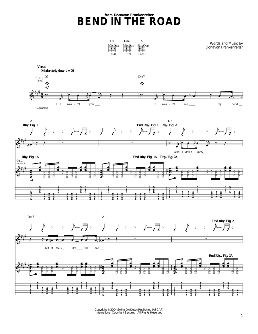 Bend In The Road Acoustic Guitar scores gallery preview page 1