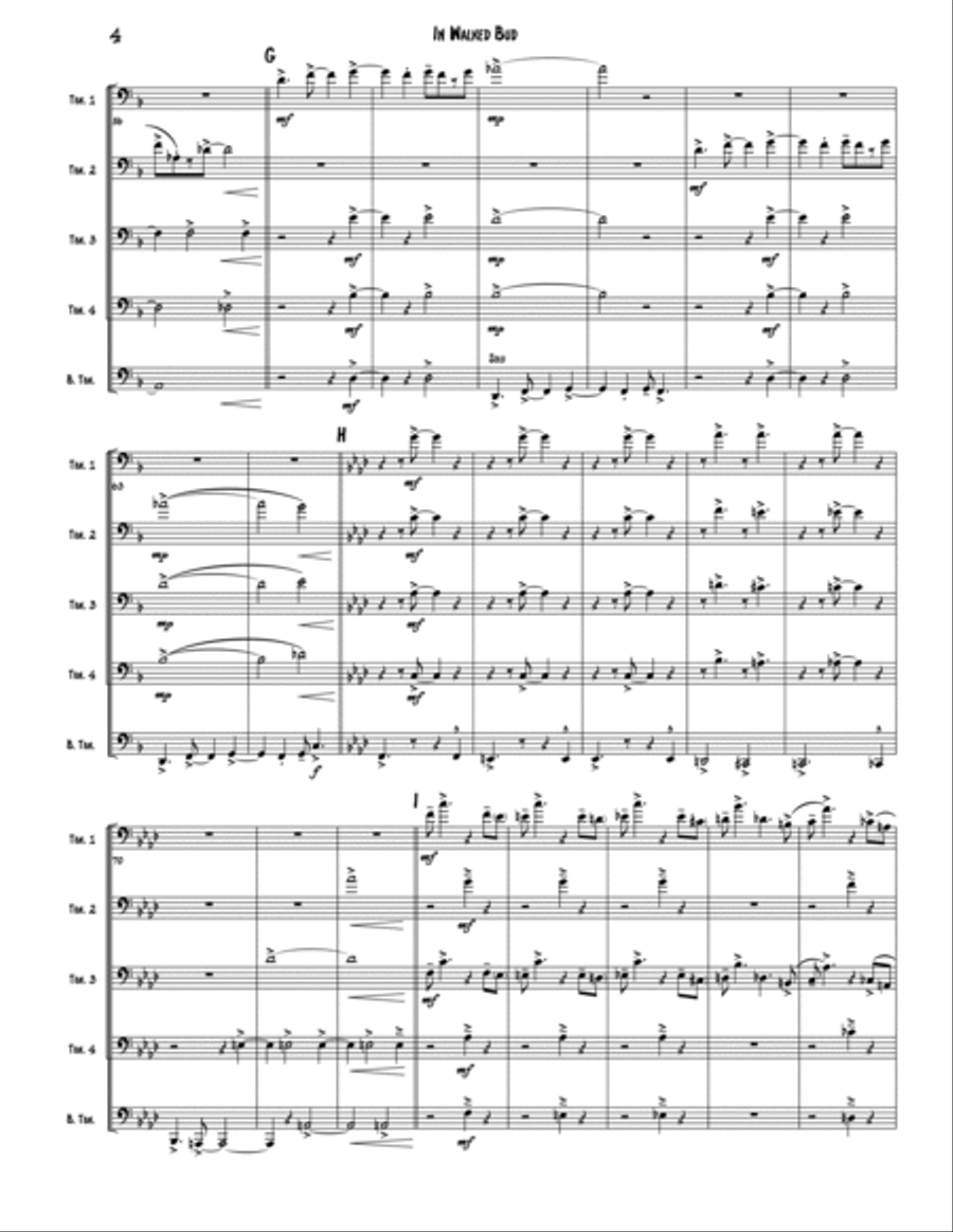 In Walked Bud Brass Quintet scores gallery preview page 4