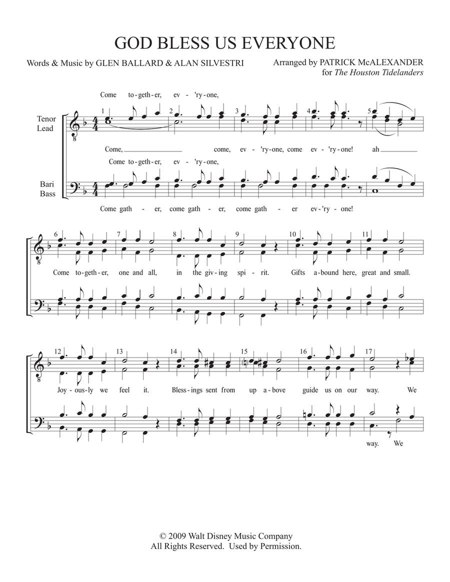God Bless Us Everyone TTBB scores gallery preview page 1