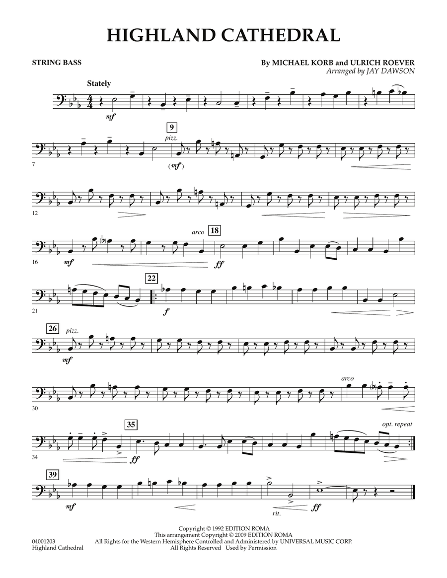 Highland Cathedral - String Bass Concert Band scores gallery preview page 1