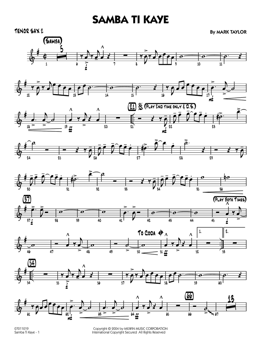 Samba Ti Kaye - Tenor Sax 2