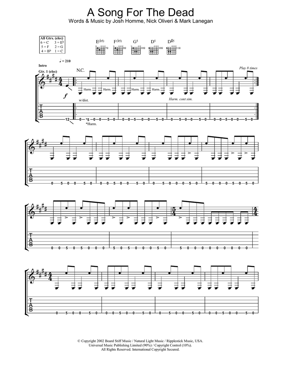 A Song For The Dead A Song For The Dead Electric Guitar scores gallery preview page 1