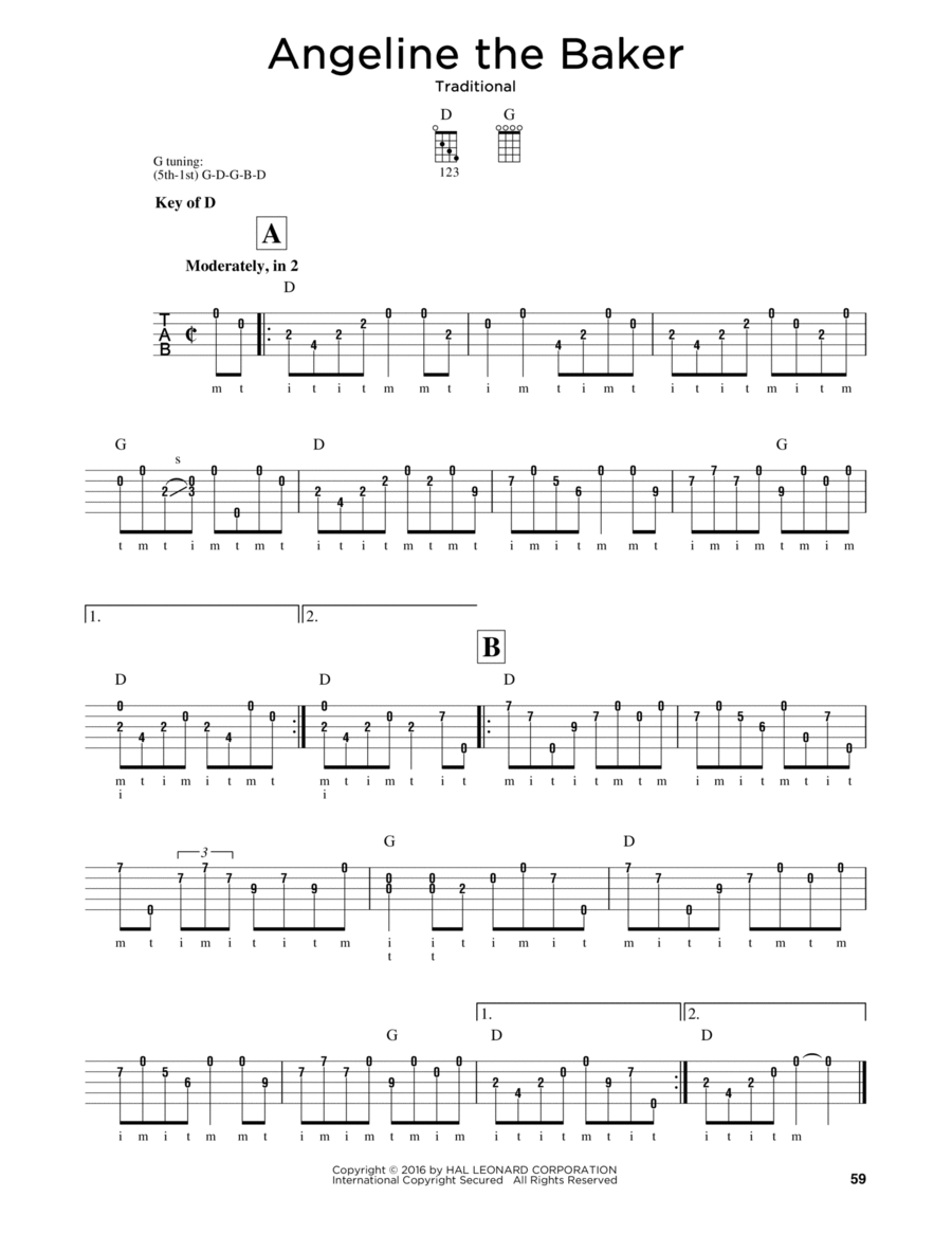 Angeline The Baker Angeline The Baker Banjo scores gallery preview page 1