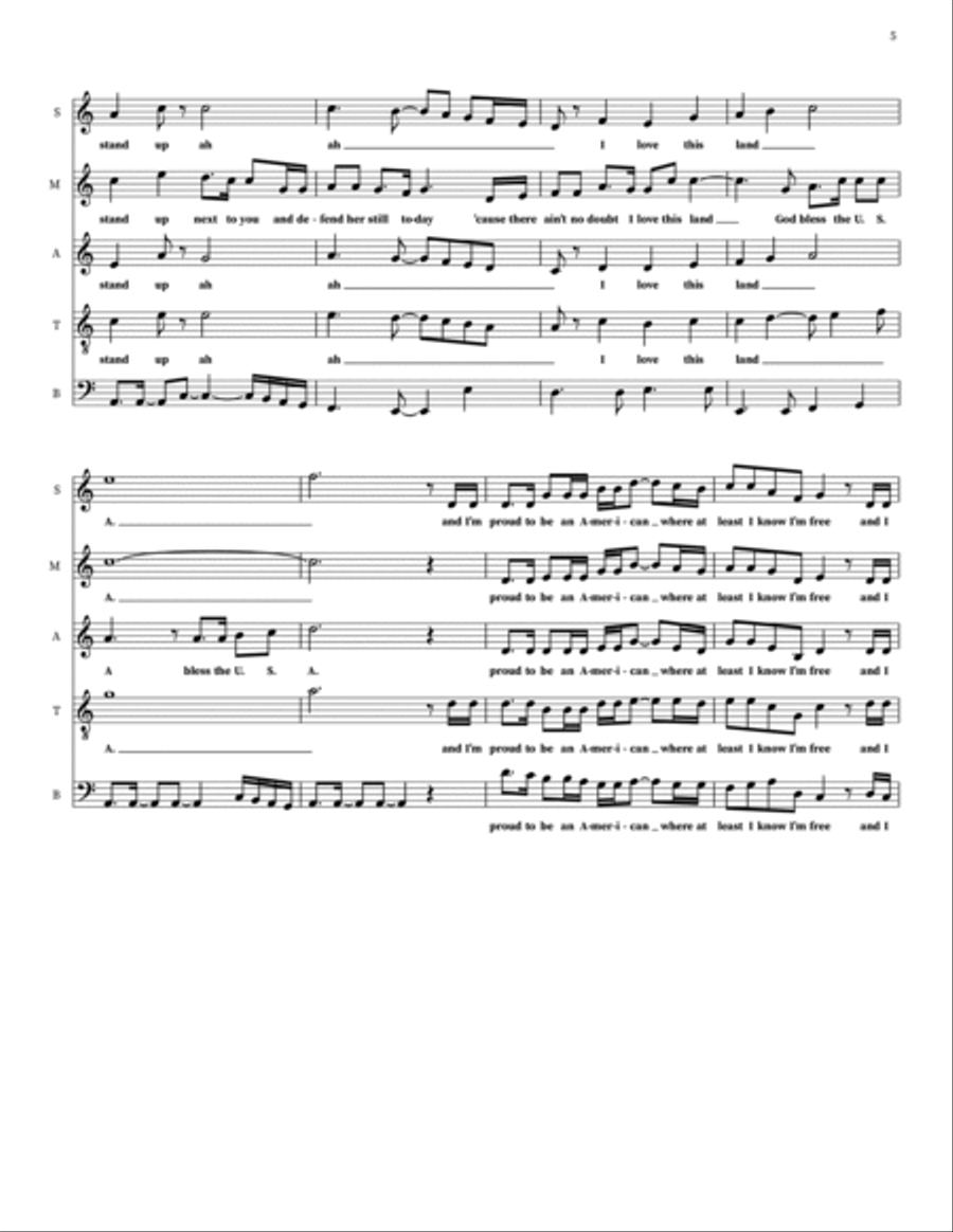 God Bless The U.S.A. Choir scores gallery preview page 5